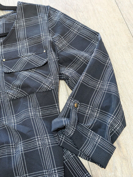 CATHY Top Womens Small Black 3/4 Sleeve Casual Button Down Blouse Pockets - Picture 4 of 9